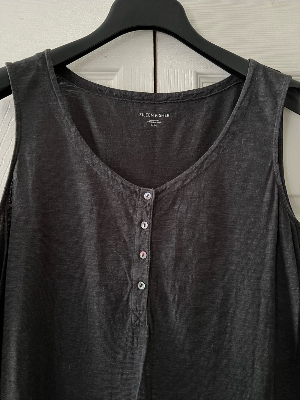 LIKE NEW! — Eileen Fisher Hemp/Organic Cotton Sleeveless Dark Grey Midi Dress - Picture 4 of 6
